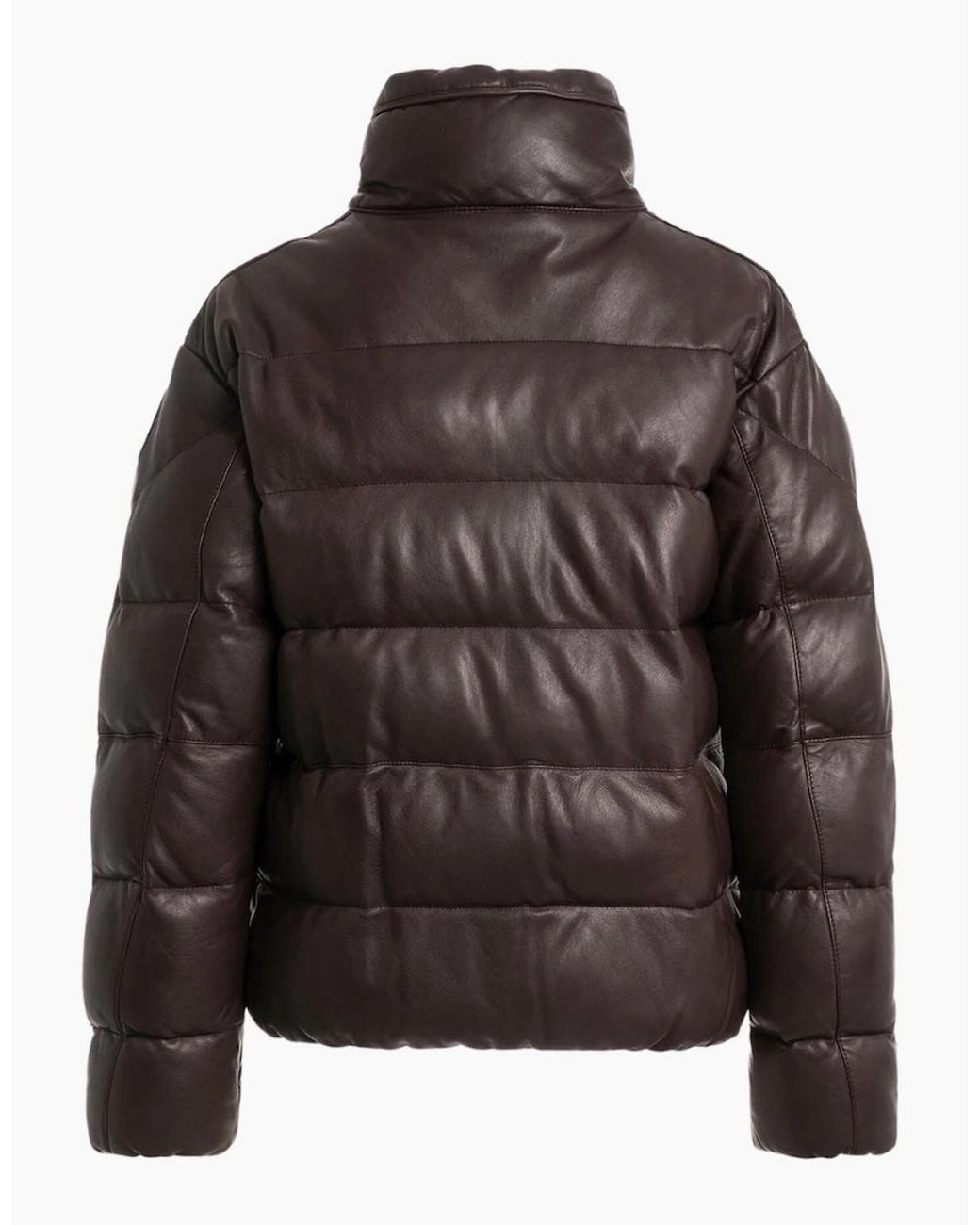 Parajumpers Brown Pia Leather Obsidian Dark Padded Leather Jacket