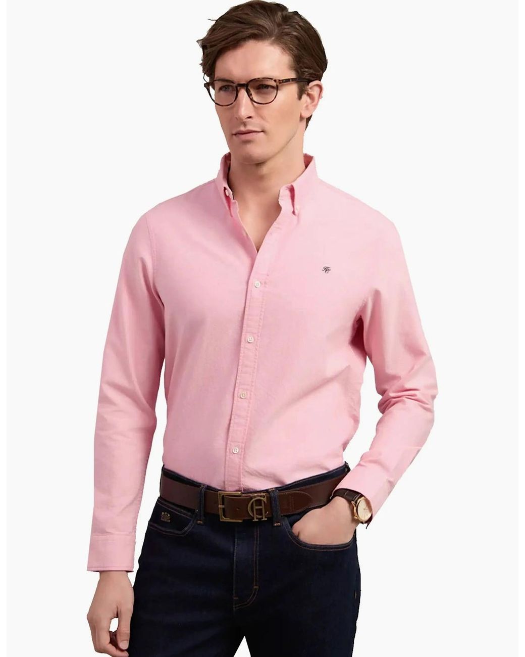 Holland Cooper Pink Classic Oxford Shirt Soft for men