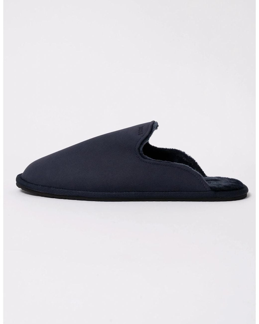 Boss Blue Boss Shearling-Lined Slip-On Slippers With Logo Detail for men