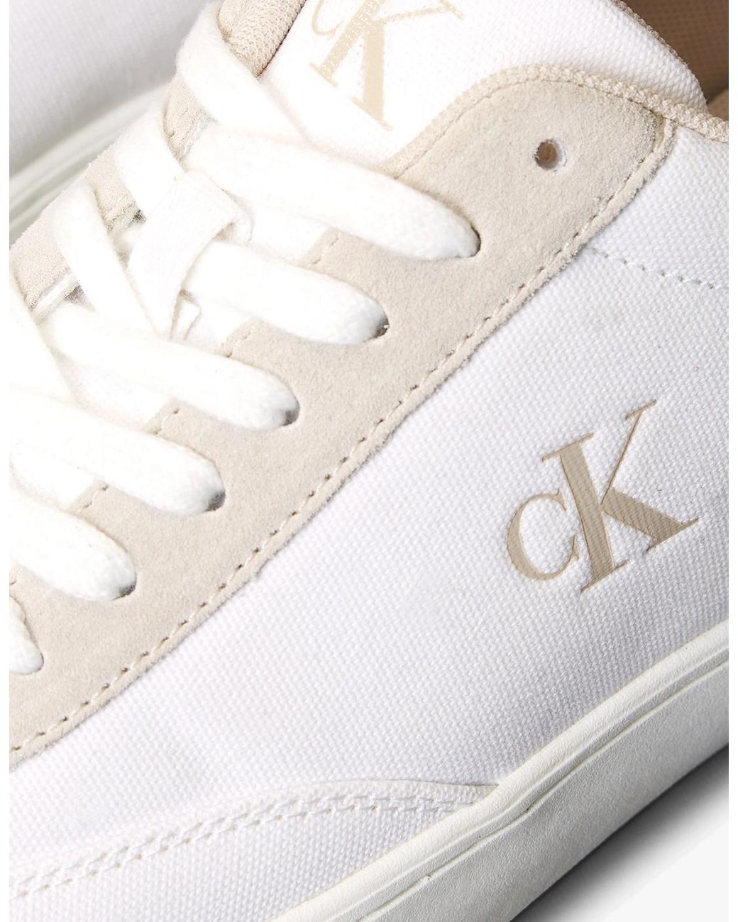 Calvin Klein White Classic Canvas Trainers Bright/Eggshell for men