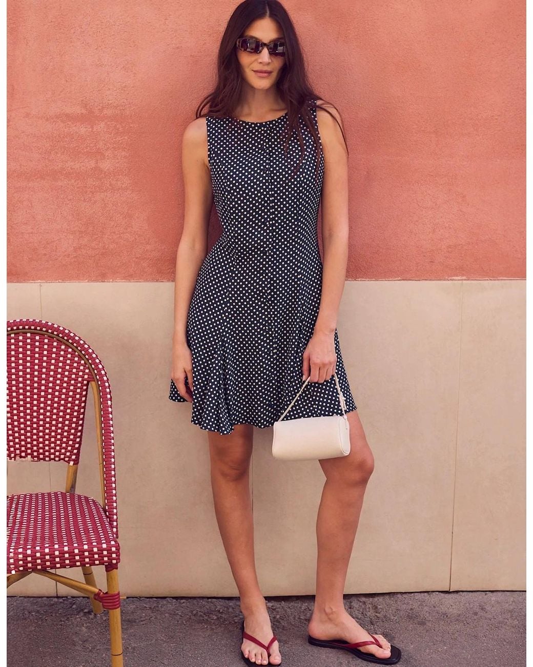 Ro&zo Blue Polka Dot Godet Mini Dress