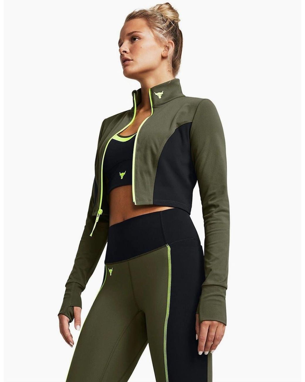 Under Armour Green Project Rock Cropped Gym Jacket