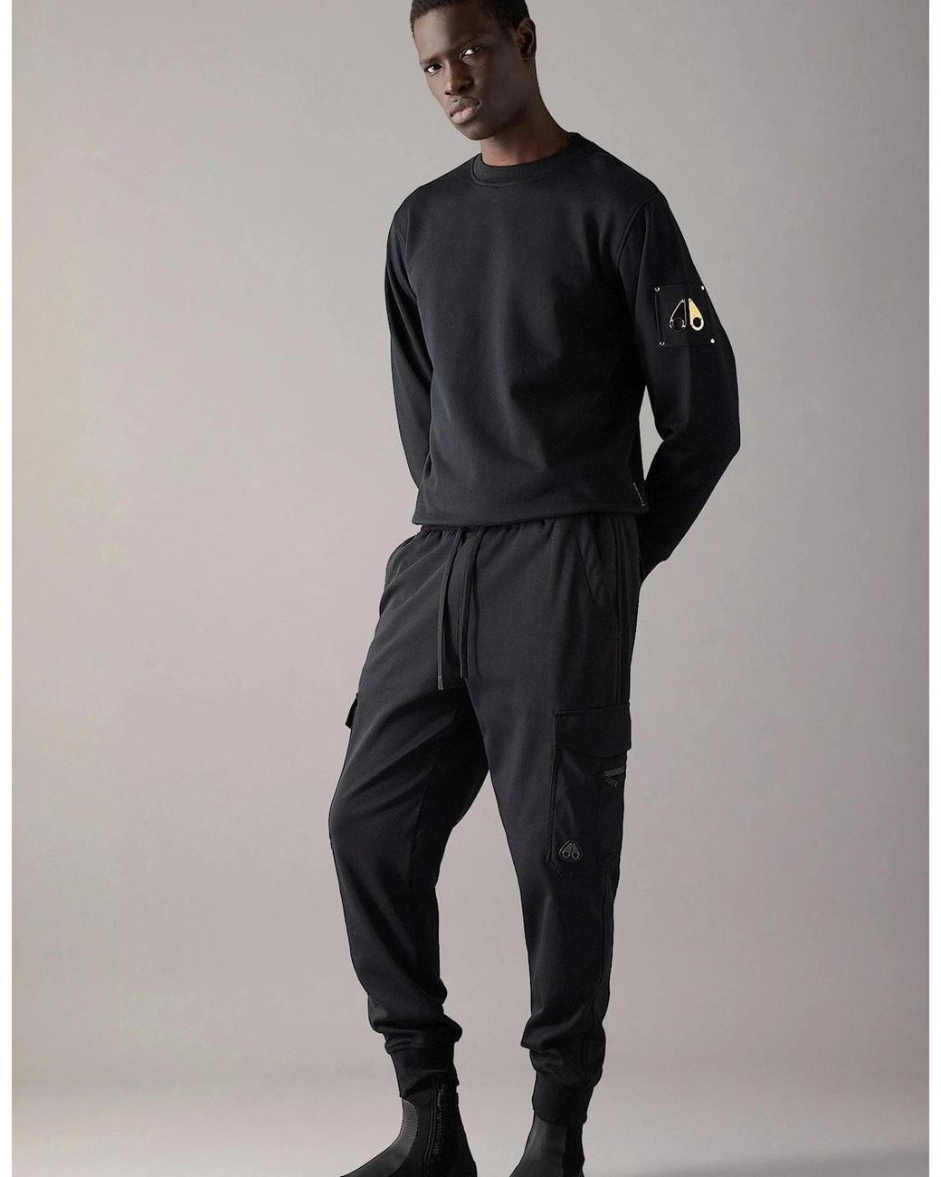 Moose Knuckles Black Hartsfield Logo Sweatshirt for men