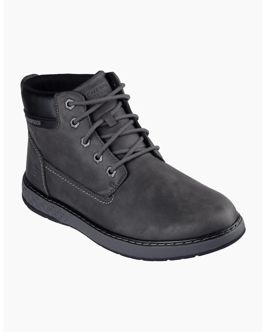 Skechers Black Garlan Deno Polyurethane Charcoal Ankle Boots for men