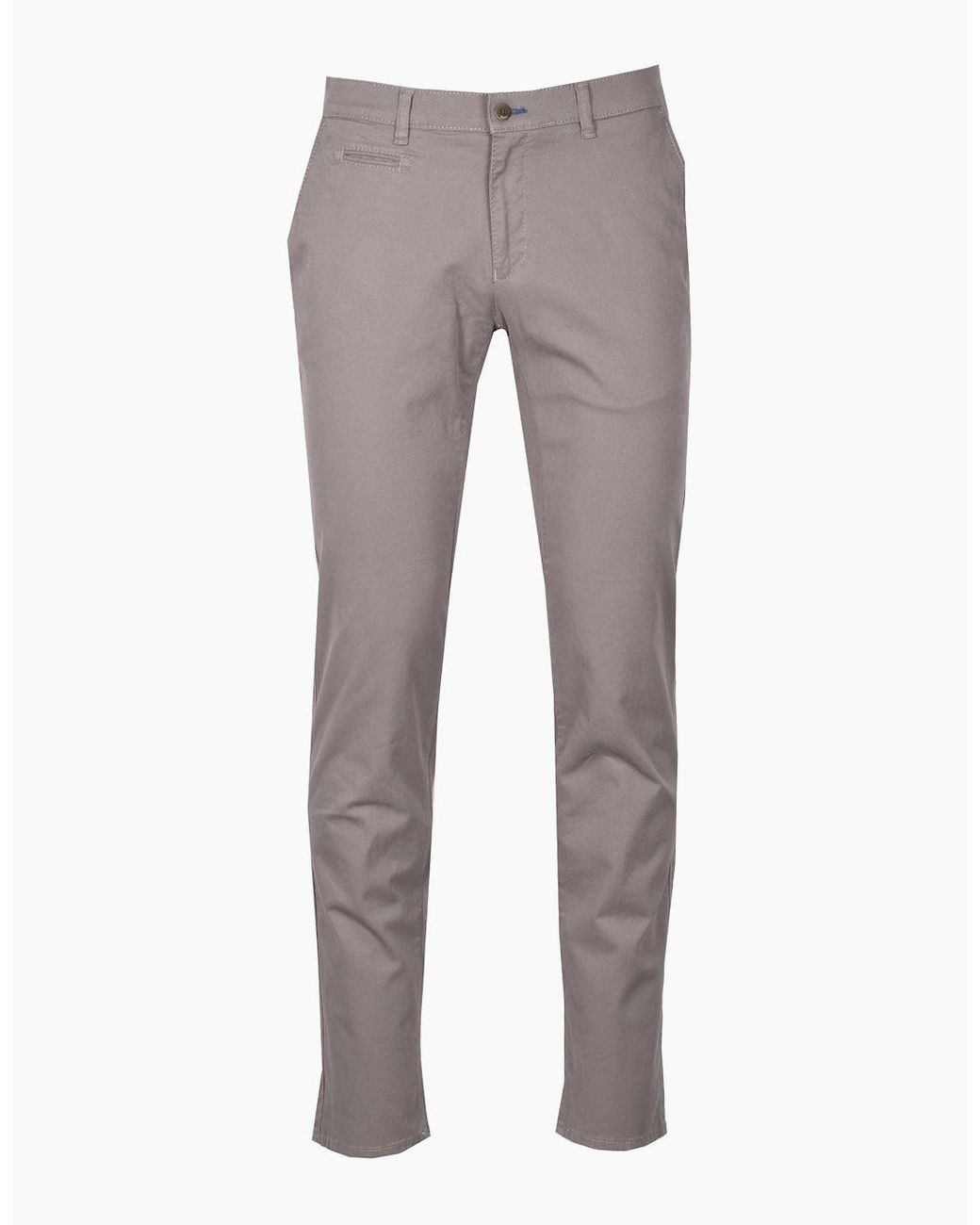 Brax Gray Fabio Cotton Trouser Mushroom for men
