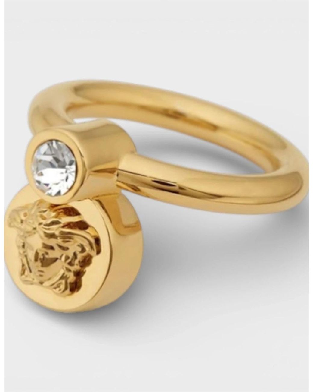 Versace Metallic Medusa Head Ring Metal Strass