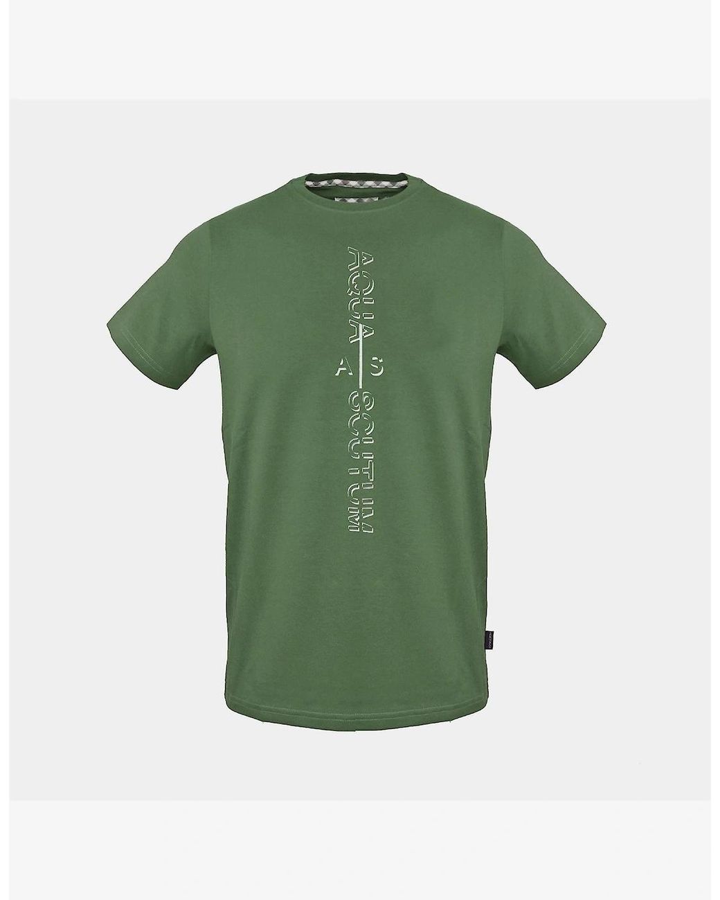 Aquascutum Green Text Graphic Crew Neck Short Sleeve Jersey T-Shirt for men