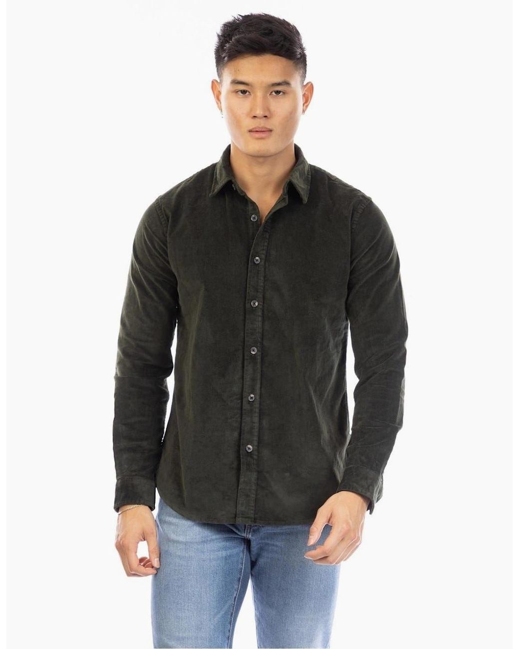 Peter Werth Black Daker Collared Long Sleeve Shirt for men