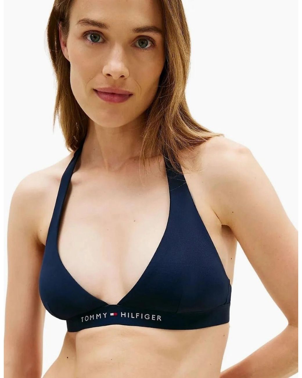 Tommy Hilfiger Blue Th Original Halterneck Bikini Top, Dark Night