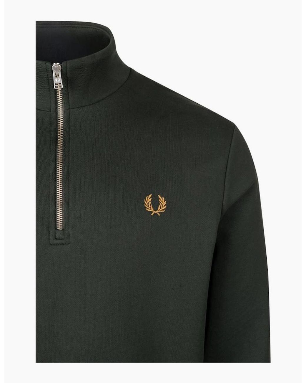 Fred Perry Green Half Zip Sweatshirt Night/Dusky/Dark Caramel for men