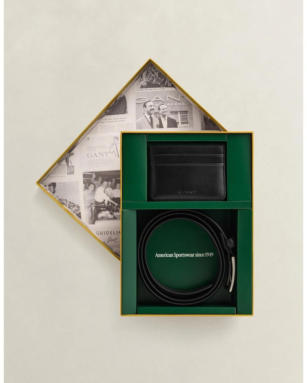 Gant Green Leather Belt And Card Holder Gift Set for men