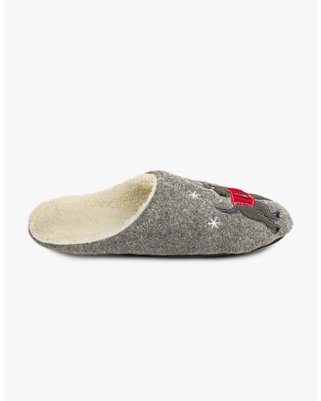 Totes Gray Isotoner Novelty Dog Mule Slippers for men