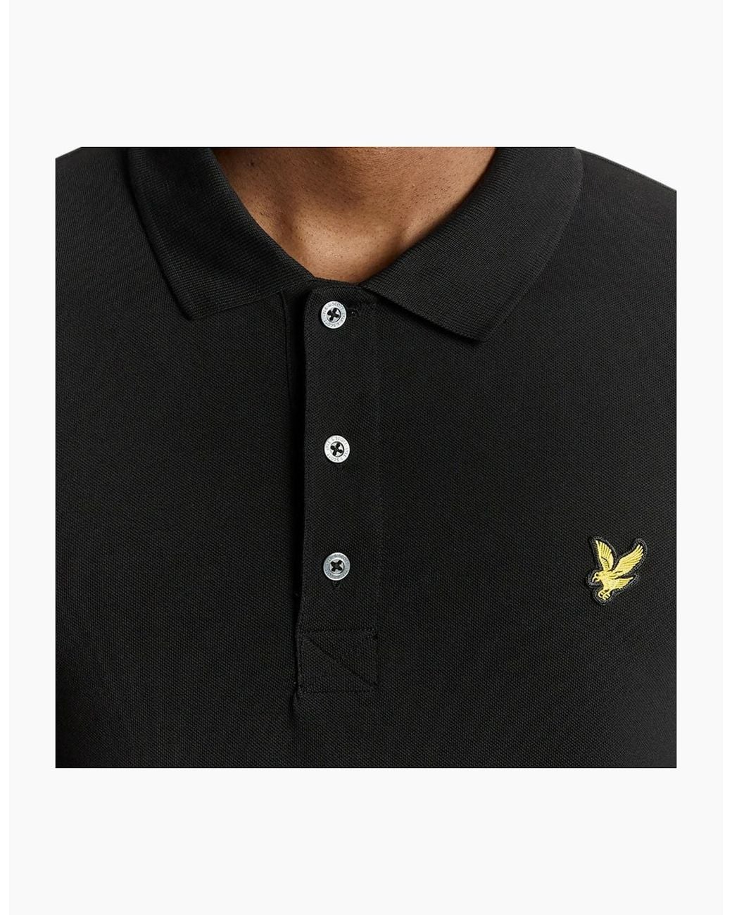Lyle & Scott Black Polo Shirt Lp400Vog Long Sleeve Summer Casual Cotton Tee for men