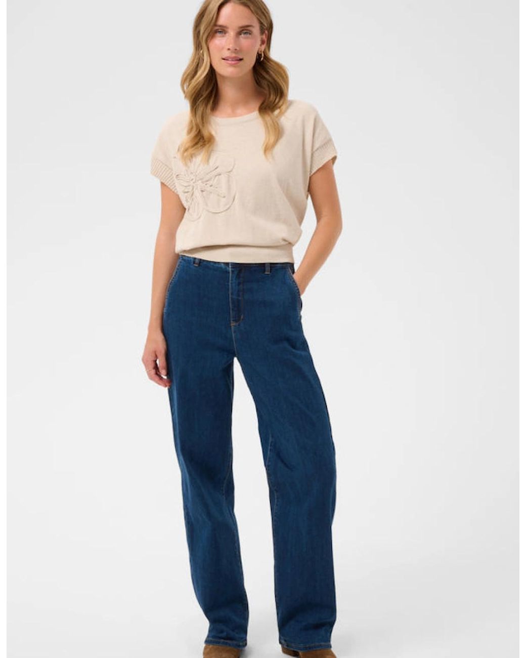 Cream Blue Visti Straight Leg Jeans
