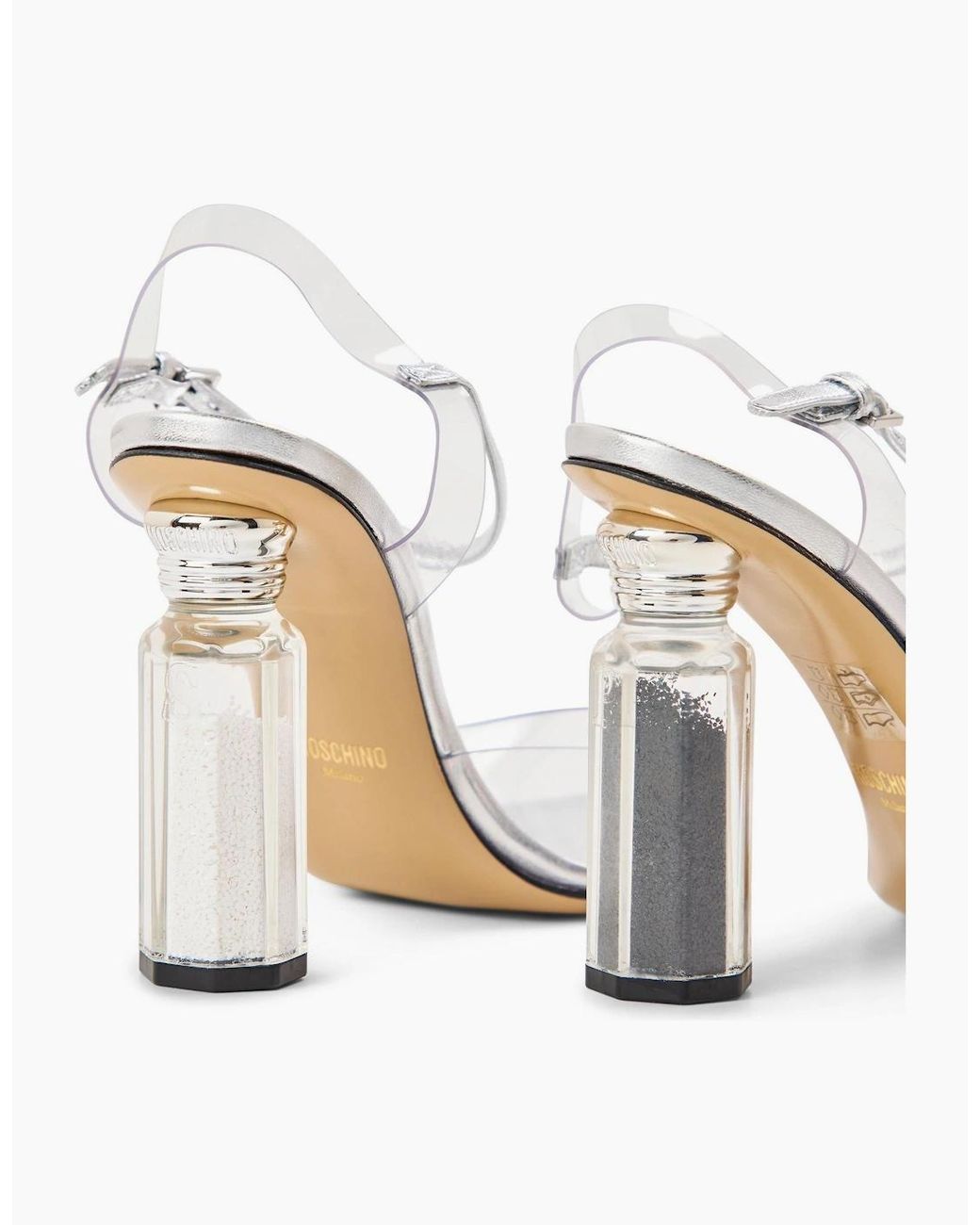 Moschino White Block Heel Court Shoes