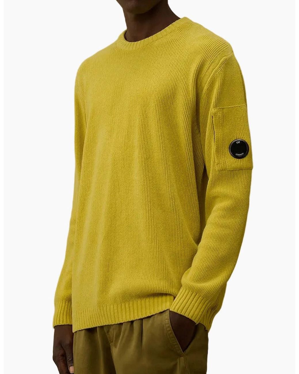 C P Company Green Chenille Crewneck Lens Knit for men