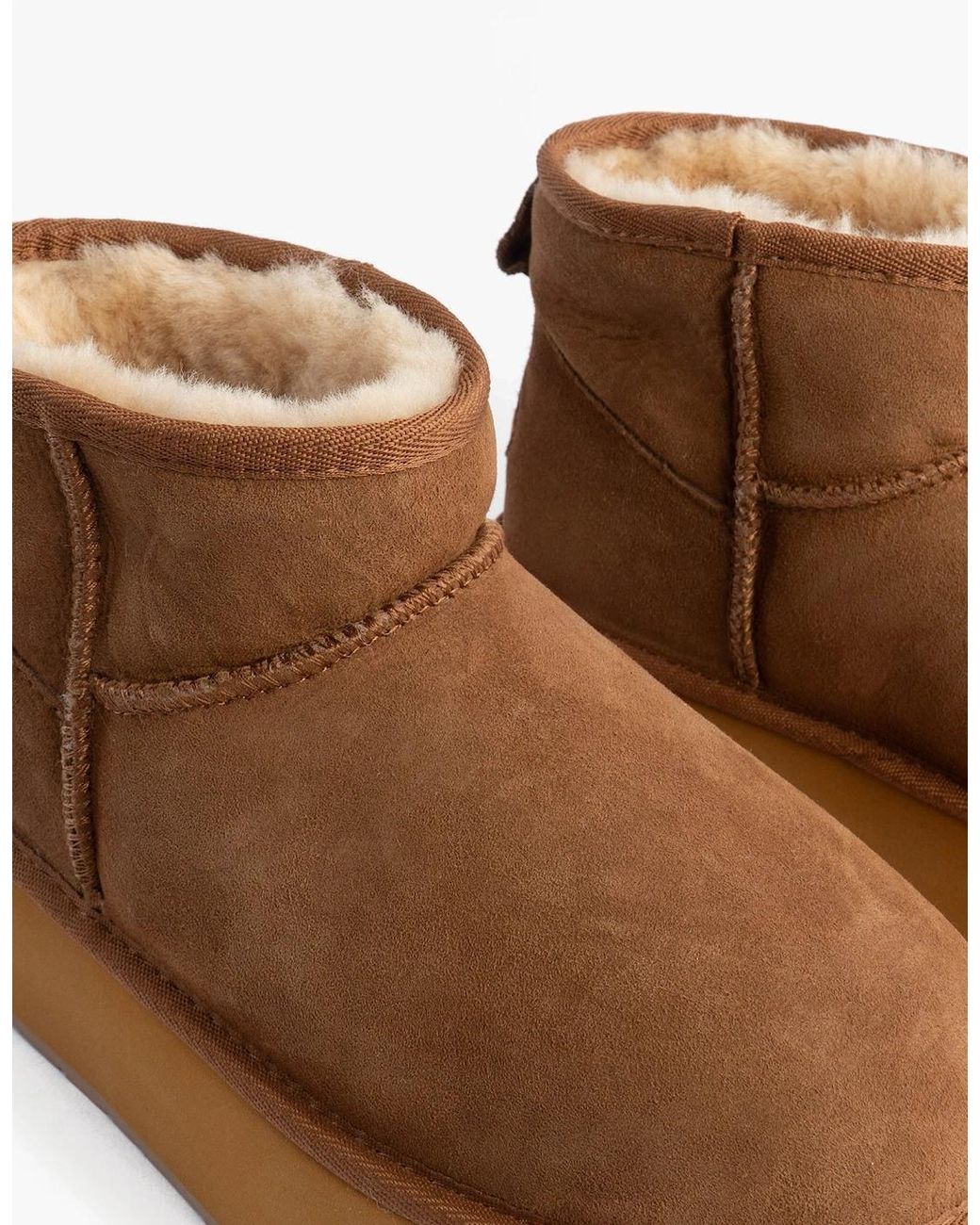 EMU Brown Australia Stinger Micro Flatform Sheepskin Boot Chestnut