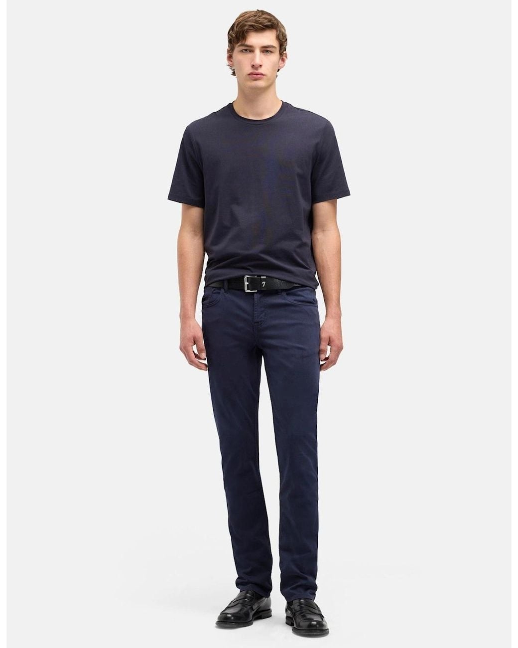 7 For All Mankind Blue Slimmy Slim Fit Luxe Performance Plus Stretch Sateen Jeans for men