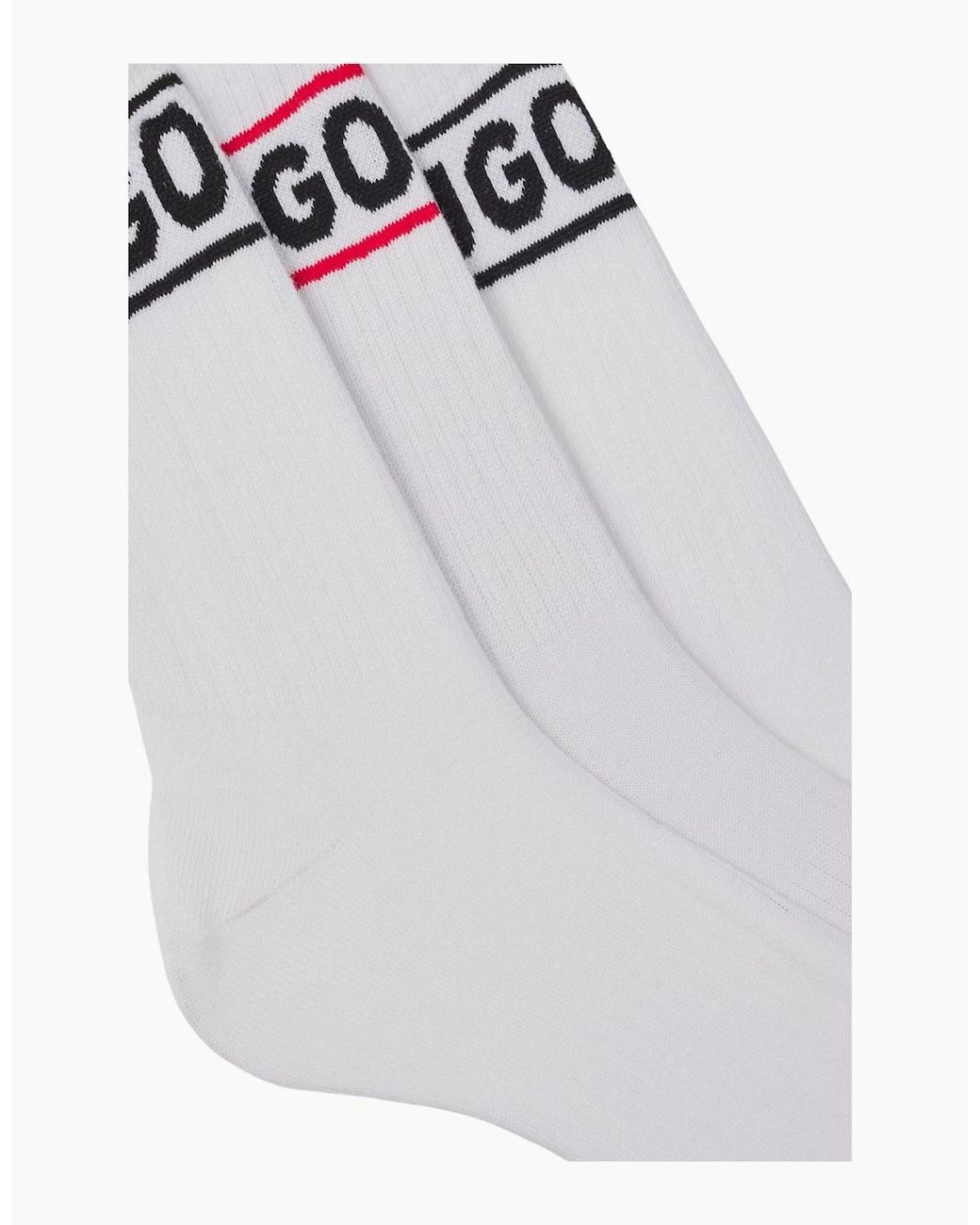 Boss White 3-Pack Sporty Logo Ribbed Socks