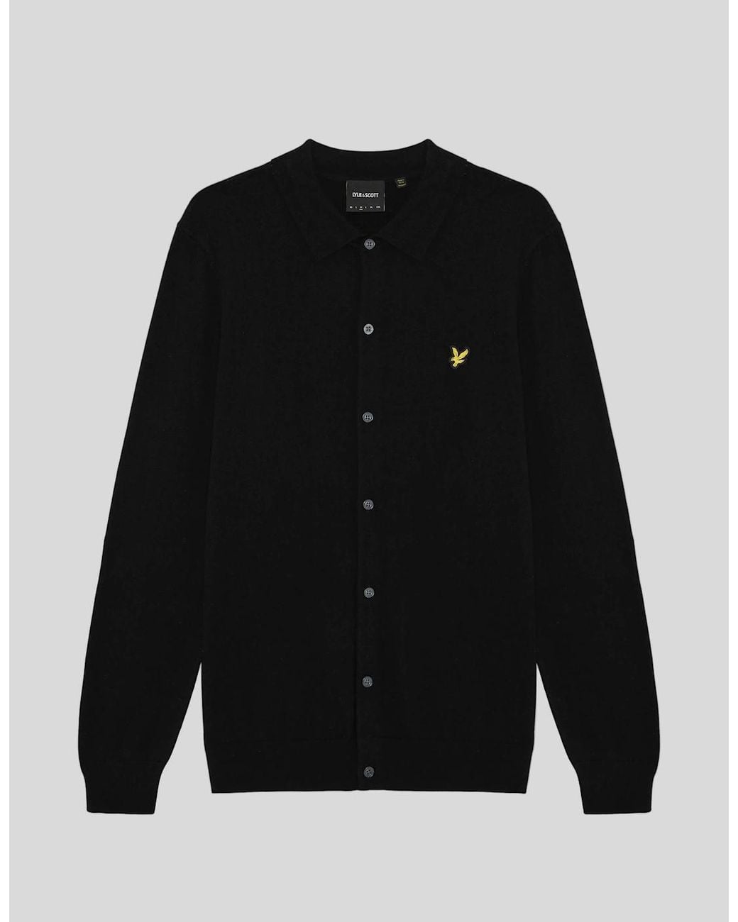 Lyle & Scott Black Cotton Merino Knitted Shirt for men