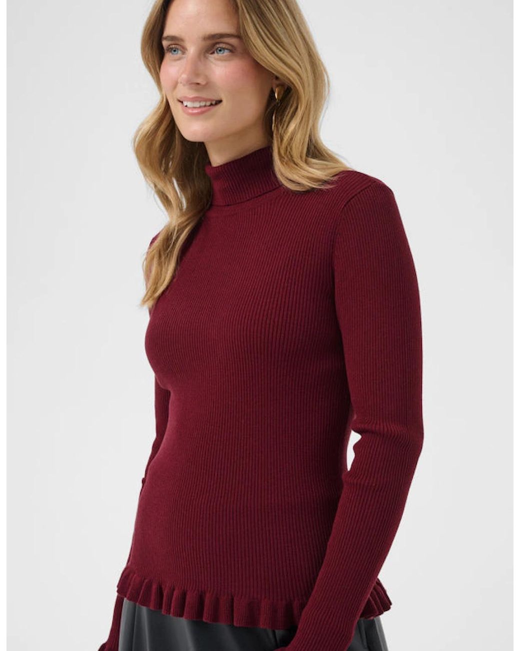 Cream Red Dela Knit Roll Neck