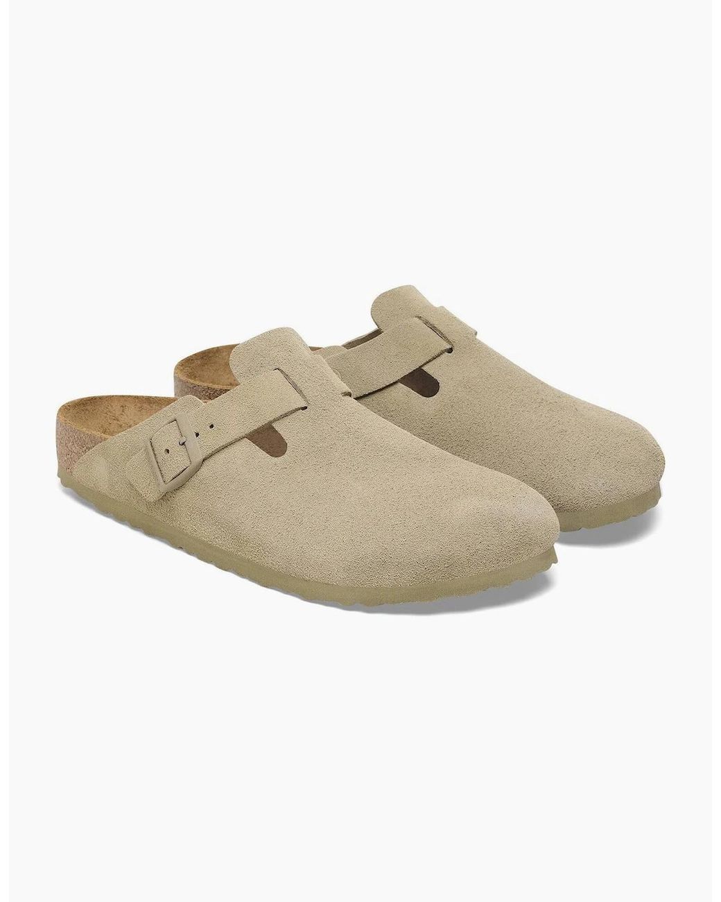 Birkenstock Boston White Suede Sandals for men