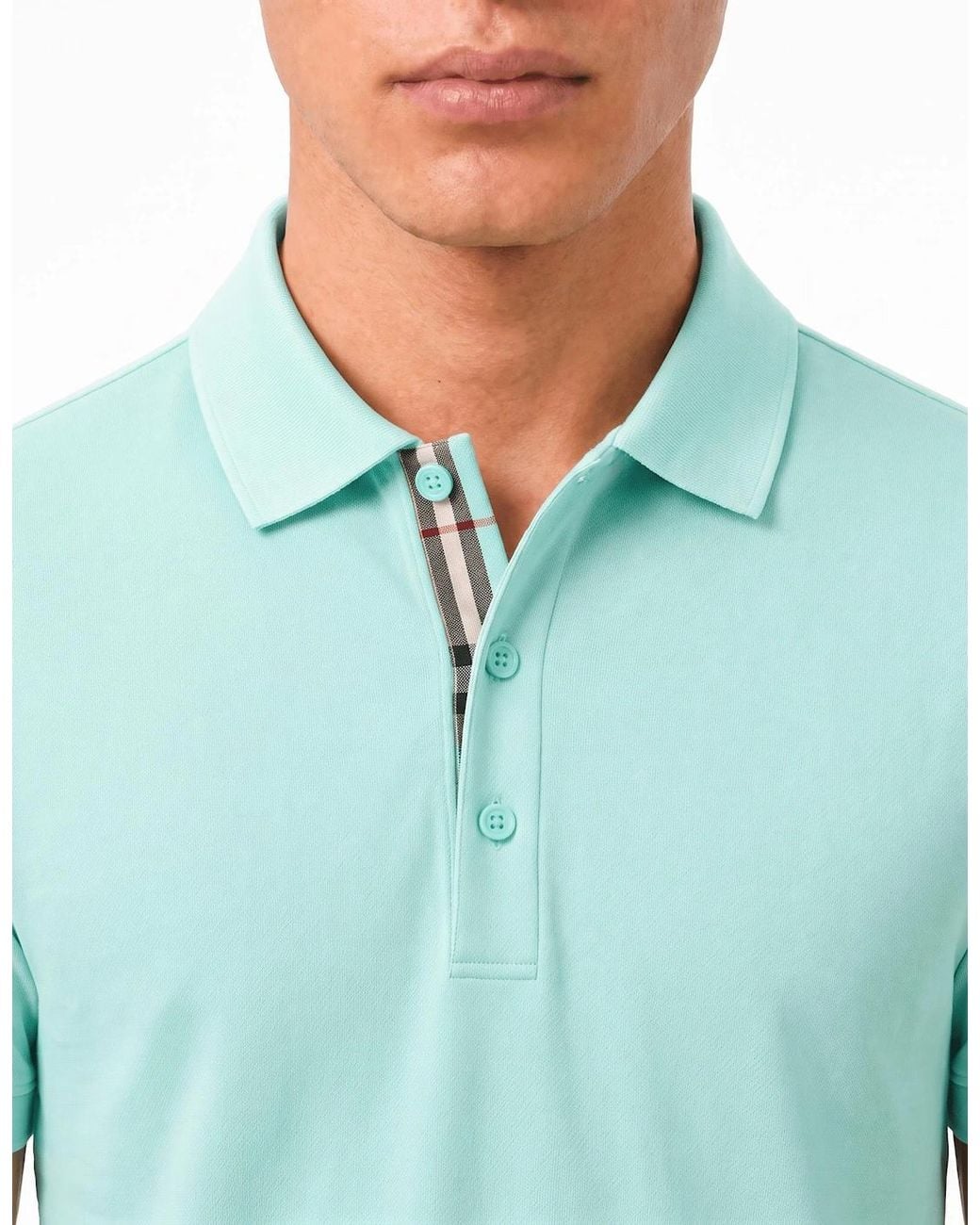 Burberry Green 'Hartford' Check Placket Polo Summer Mint for men