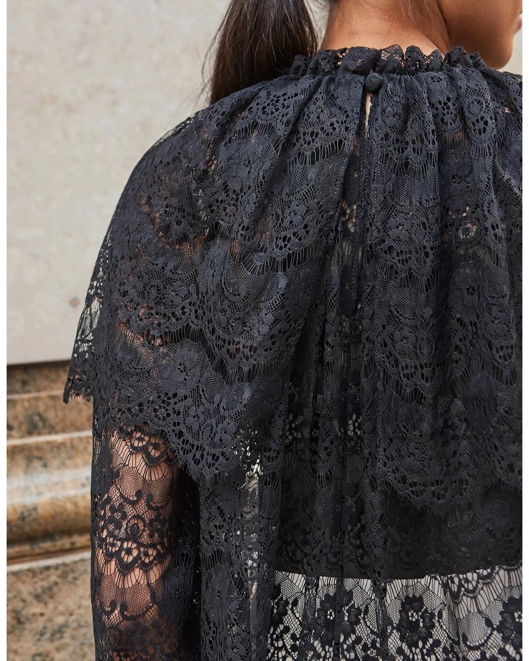 Ro&zo Black Lace Overlay Blouse