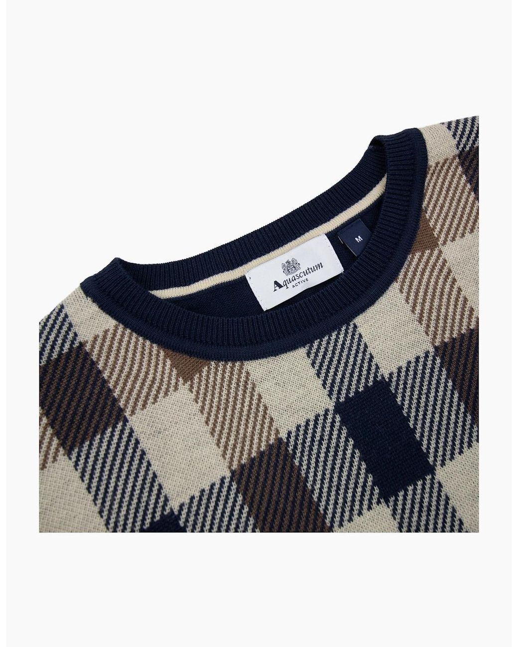 Aquascutum Blue Active Club Check Lana Wool Sweater 11 for men