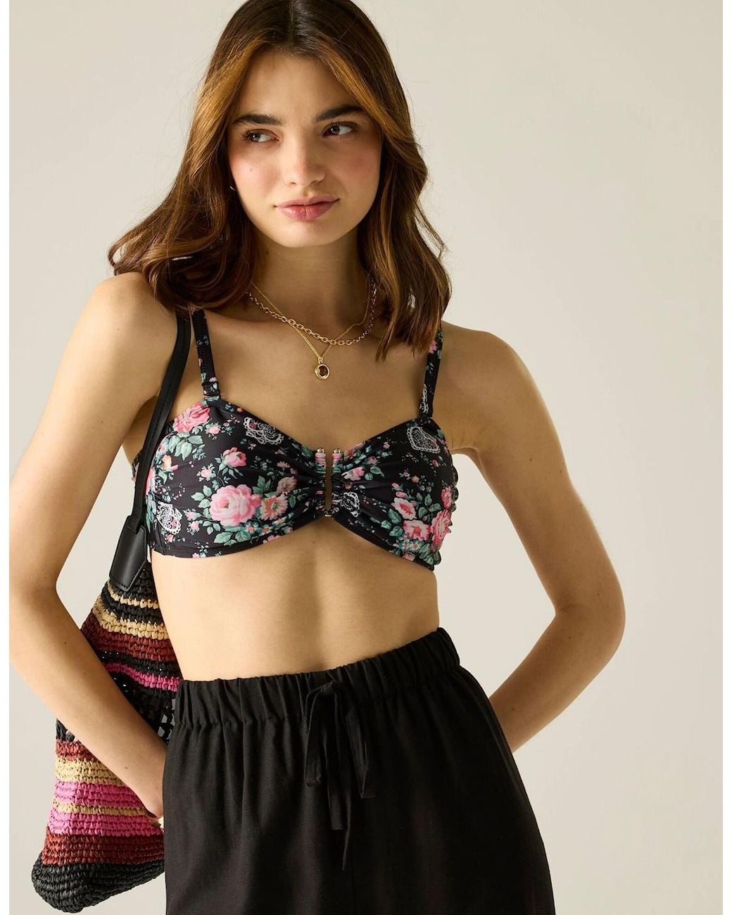 Regatta Black Ladies Cath Kidston Hackney Rose Bikini Top