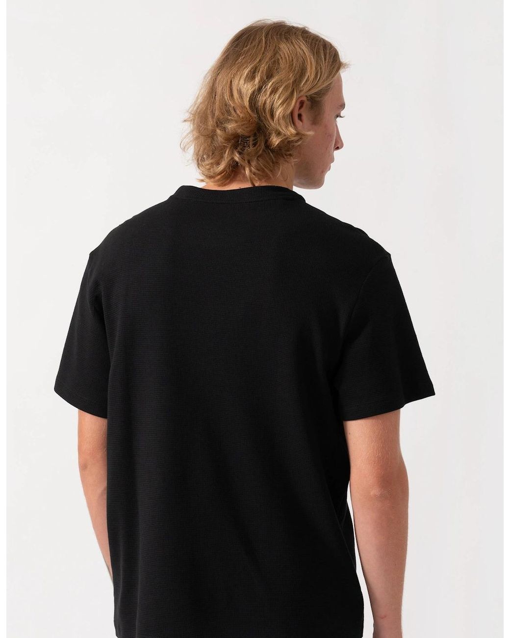 Lacoste Black Waffled Cotton Loungewear T-Shirt for men