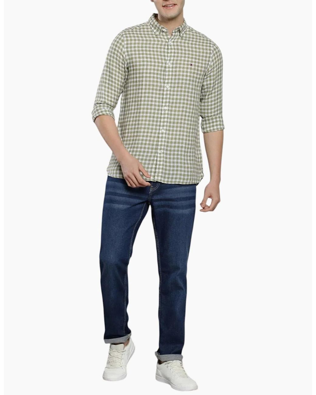Tommy Hilfiger Gray Oxford Shirts Long Sleeve Cotton Top for men