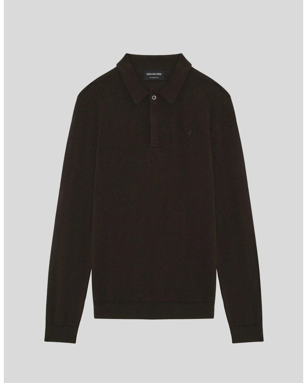 Lyle & Scott Black Long Sleeve Cotton Polo Shirt for men