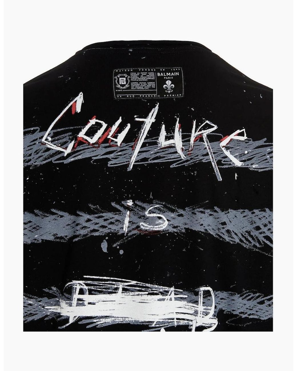 Balmain Black Paris Graffiti Coin Logo T-Shirt for men