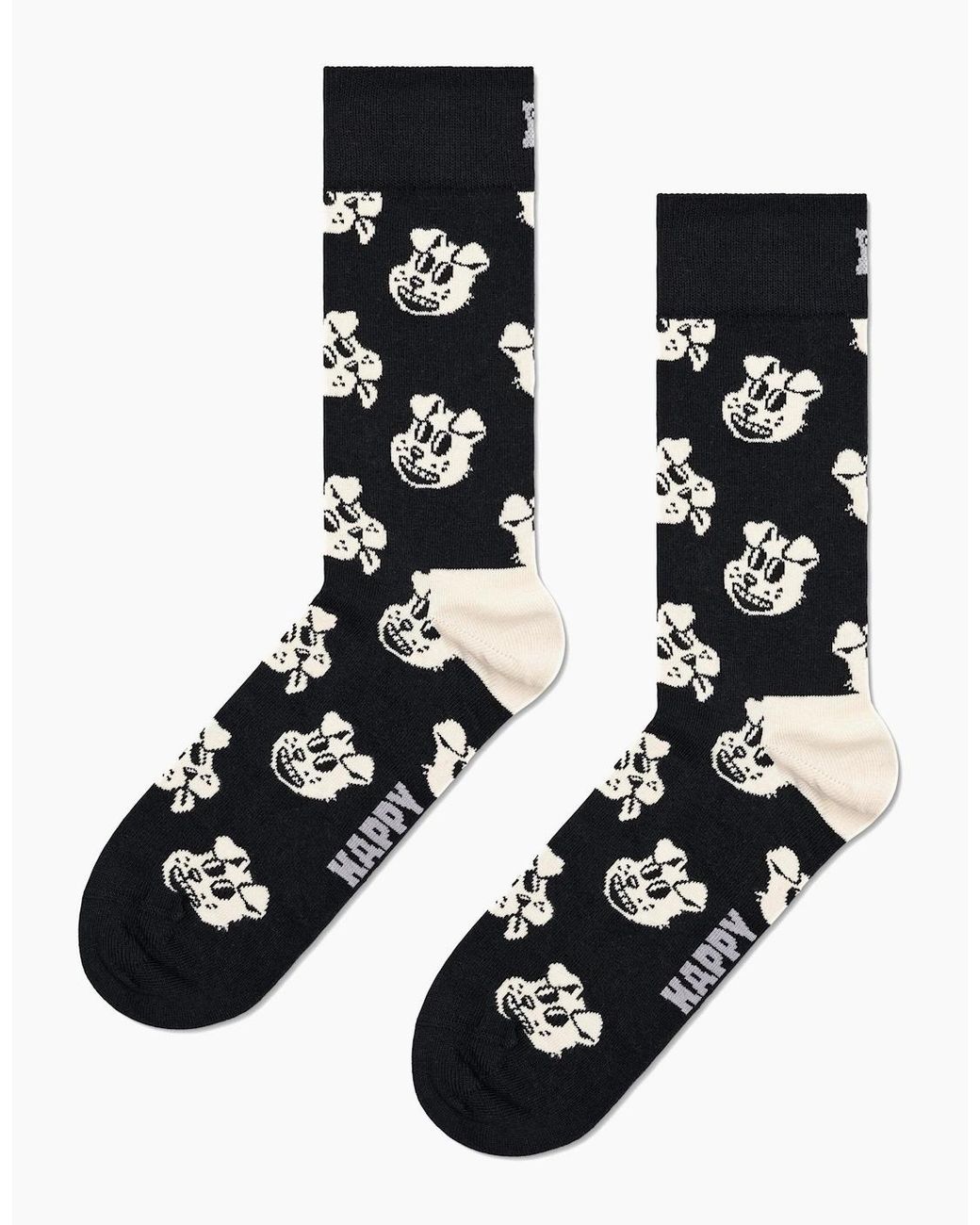 Happy Socks Black Doggo Socks, /Cream