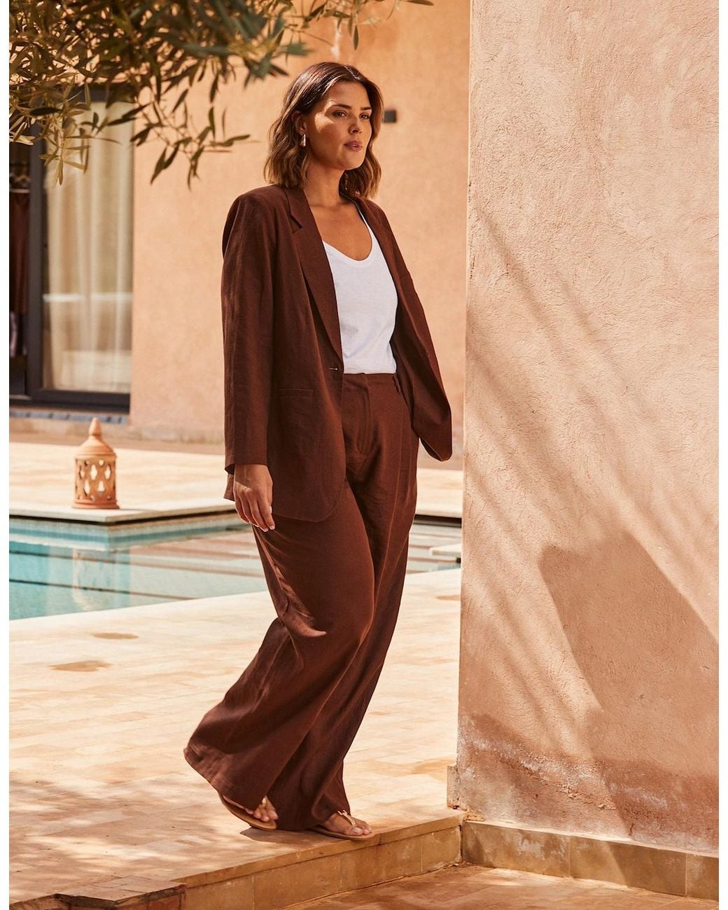 Live Unlimited London Brown Chocolate Linen Blazer