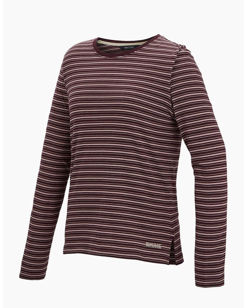 Regatta Blue Ladies Federica Stripe Long-Sleeved T-Shirt