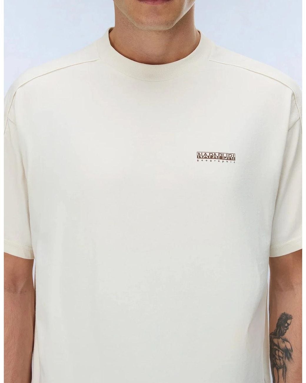 Napapijri White S-Teza Puff Print T-Shirt for men