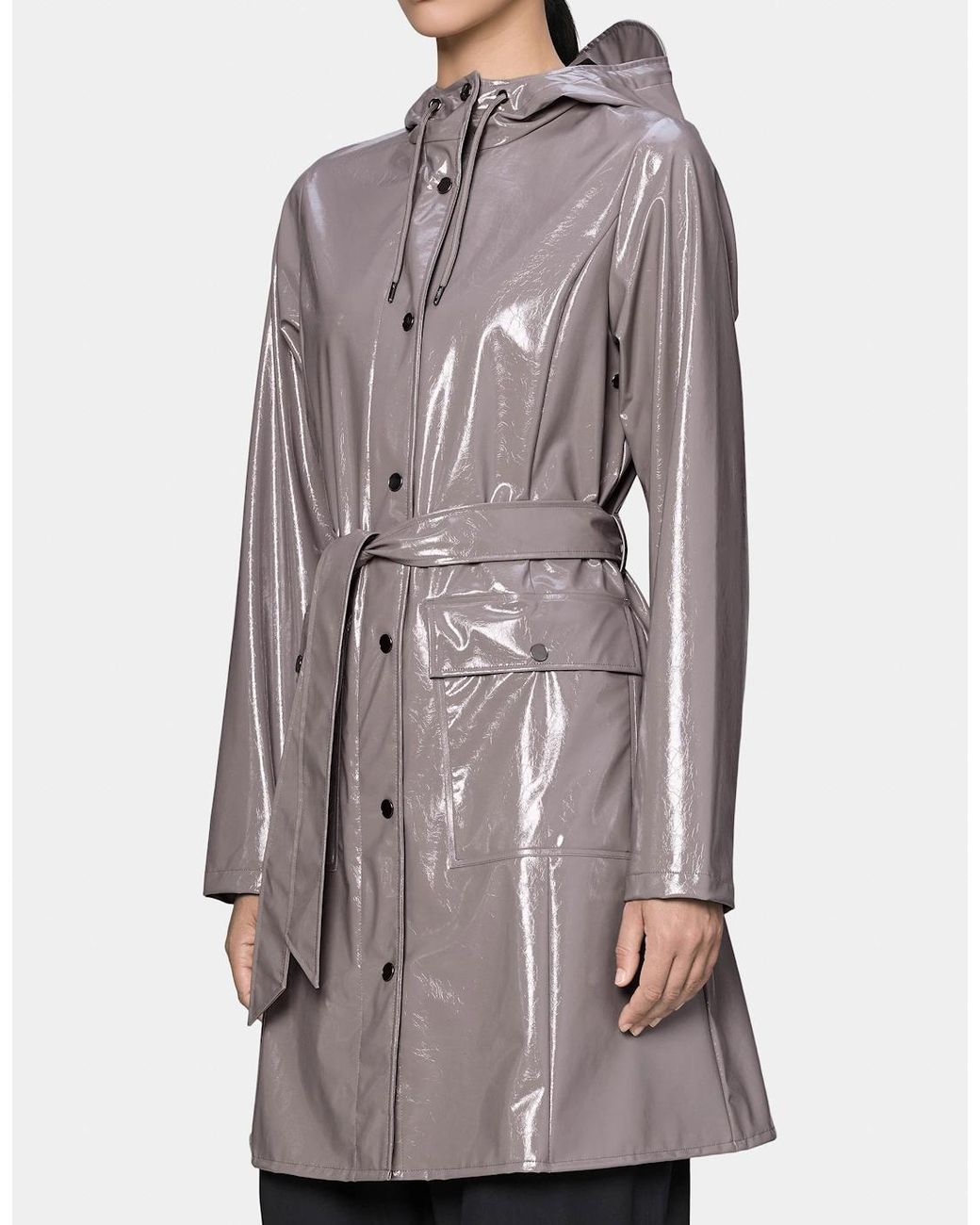Rains Gray Curve Long Jacket