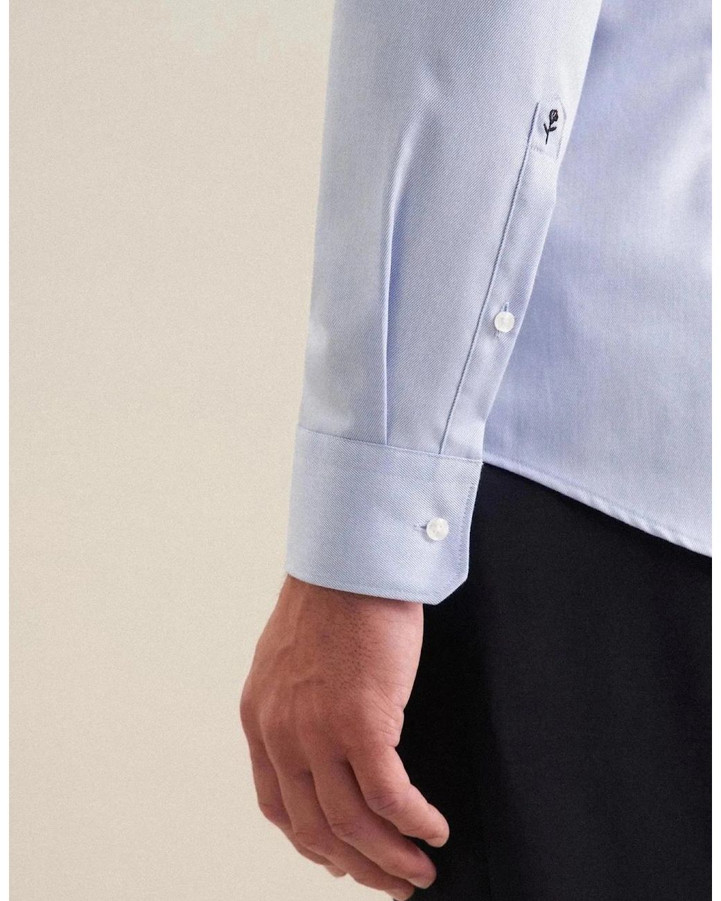 Seidensticker Blue Regular Fit No Iron New Kent Combi Cuff Business Shirt Light for men