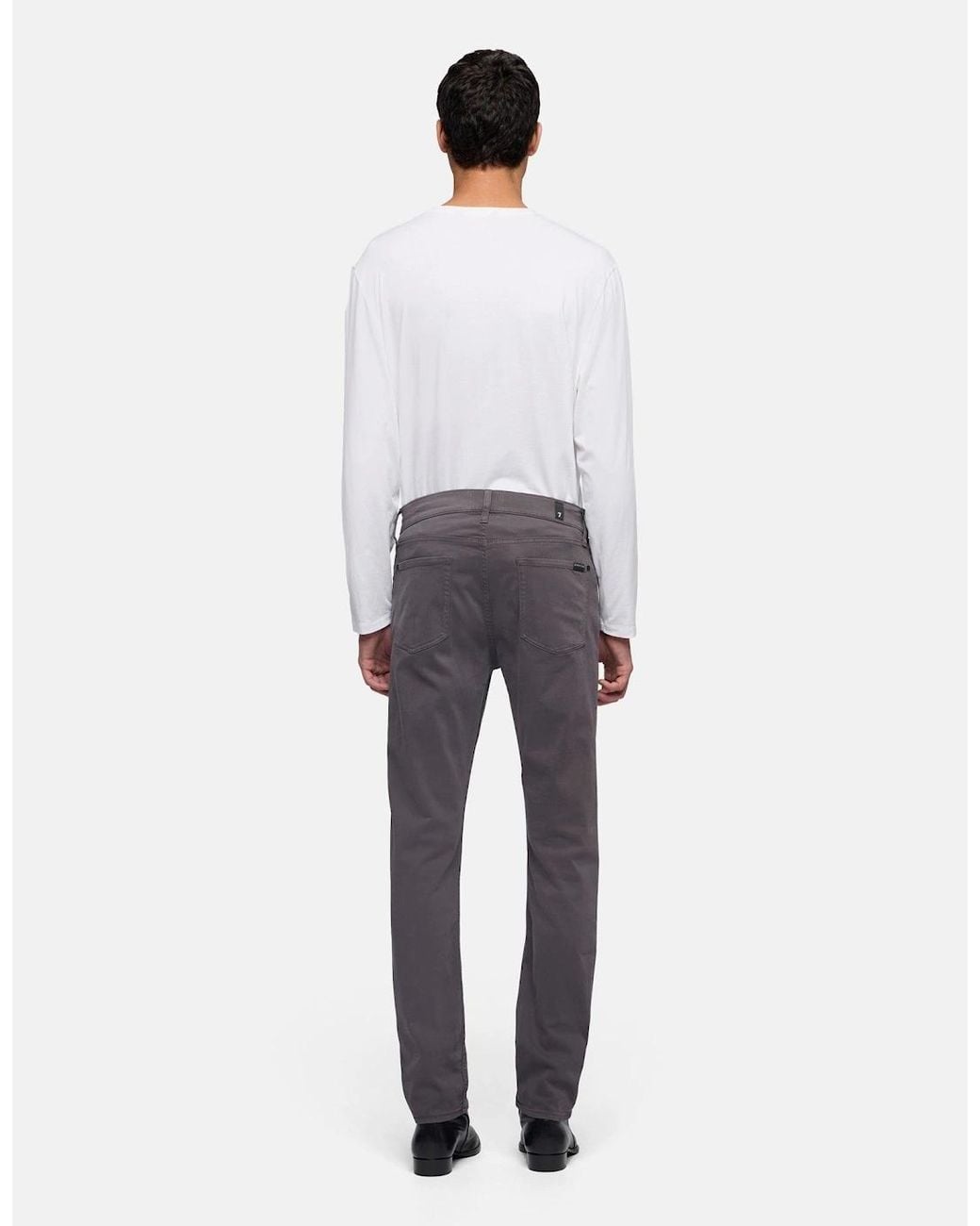 7 For All Mankind Gray Slimmy Slim Fit Stretch Sateen Jeans for men