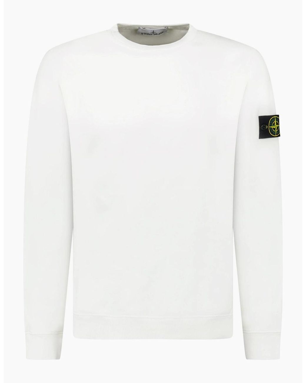 Stone Island White Brushed Organic Cotton Sweatshirt Ivory for men