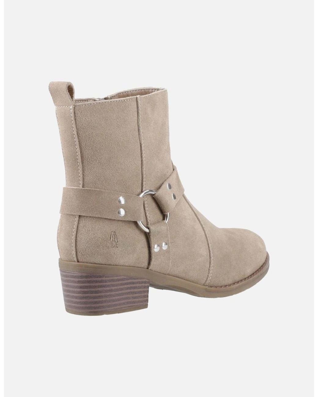 Hush Puppies Natural Iria Suede Taupe Heeled Ankle Boots