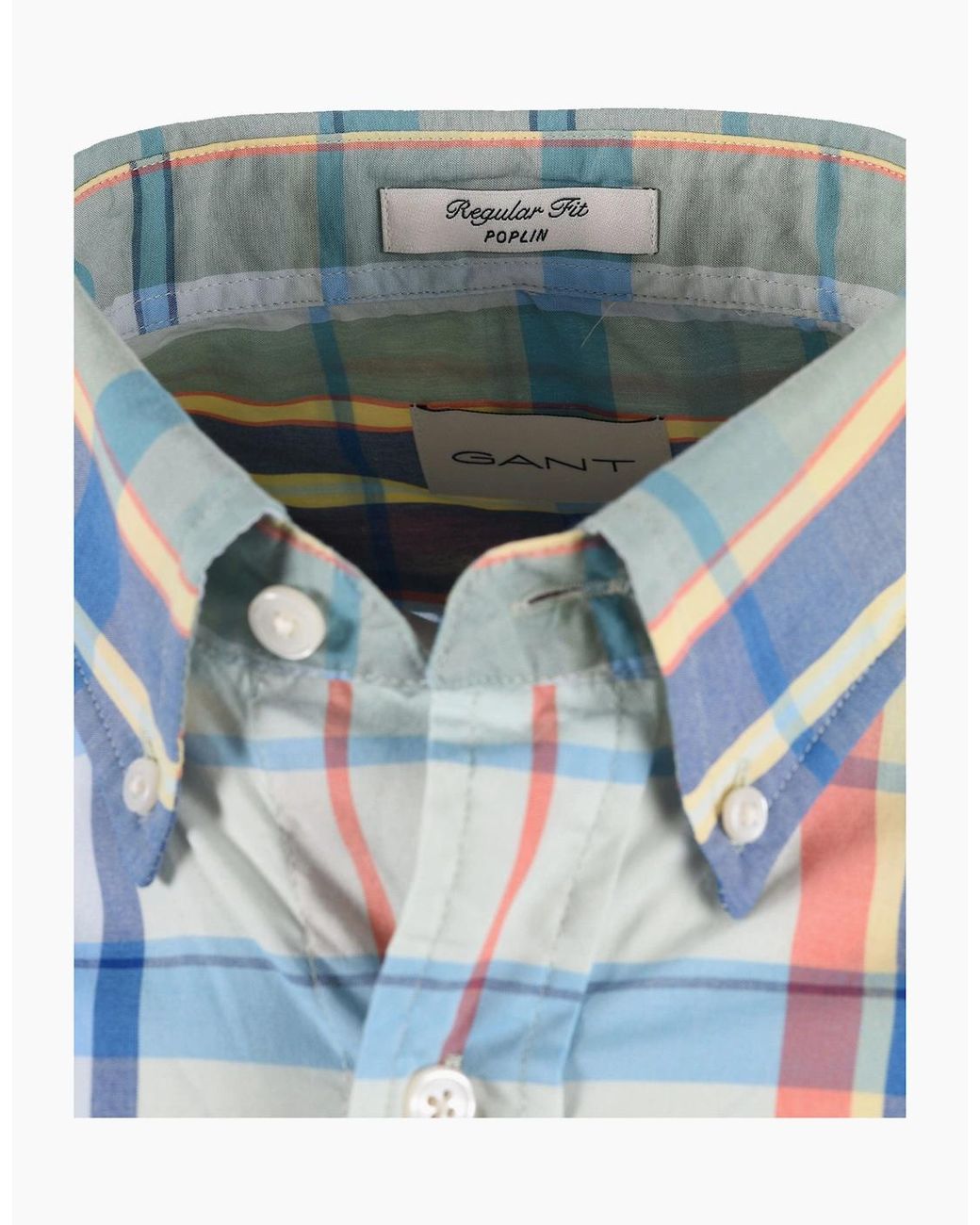 Gant Blue Reg Poplin Multicheck Shirt Misty Mint for men
