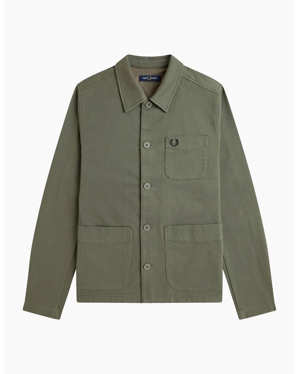 Fred Perry Green Bedford Cord Overshirt