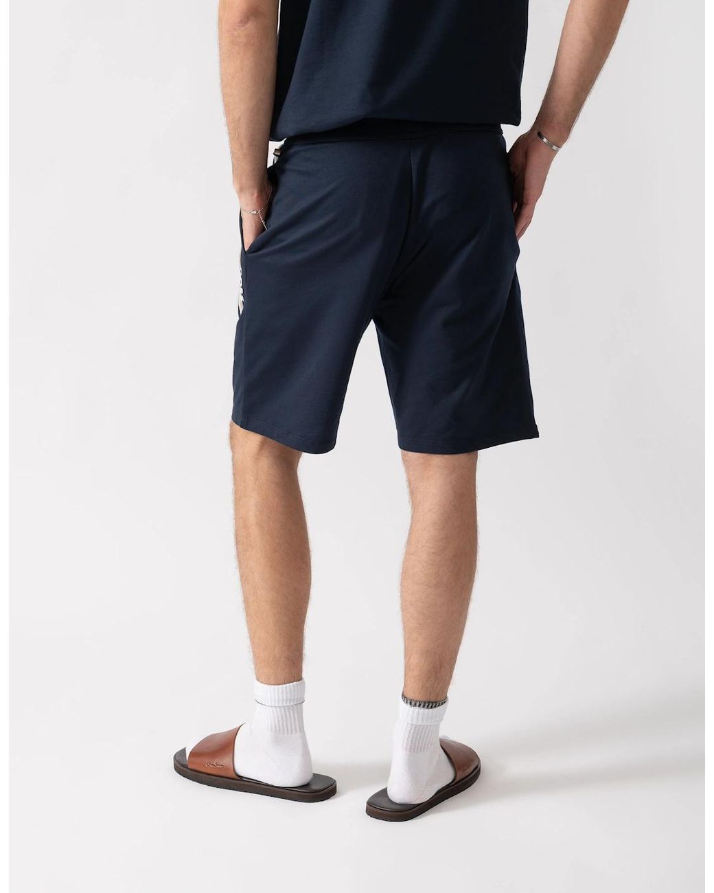 Boss Blue Boss Authentic Loungewear Shorts With Stripe And Logo for men