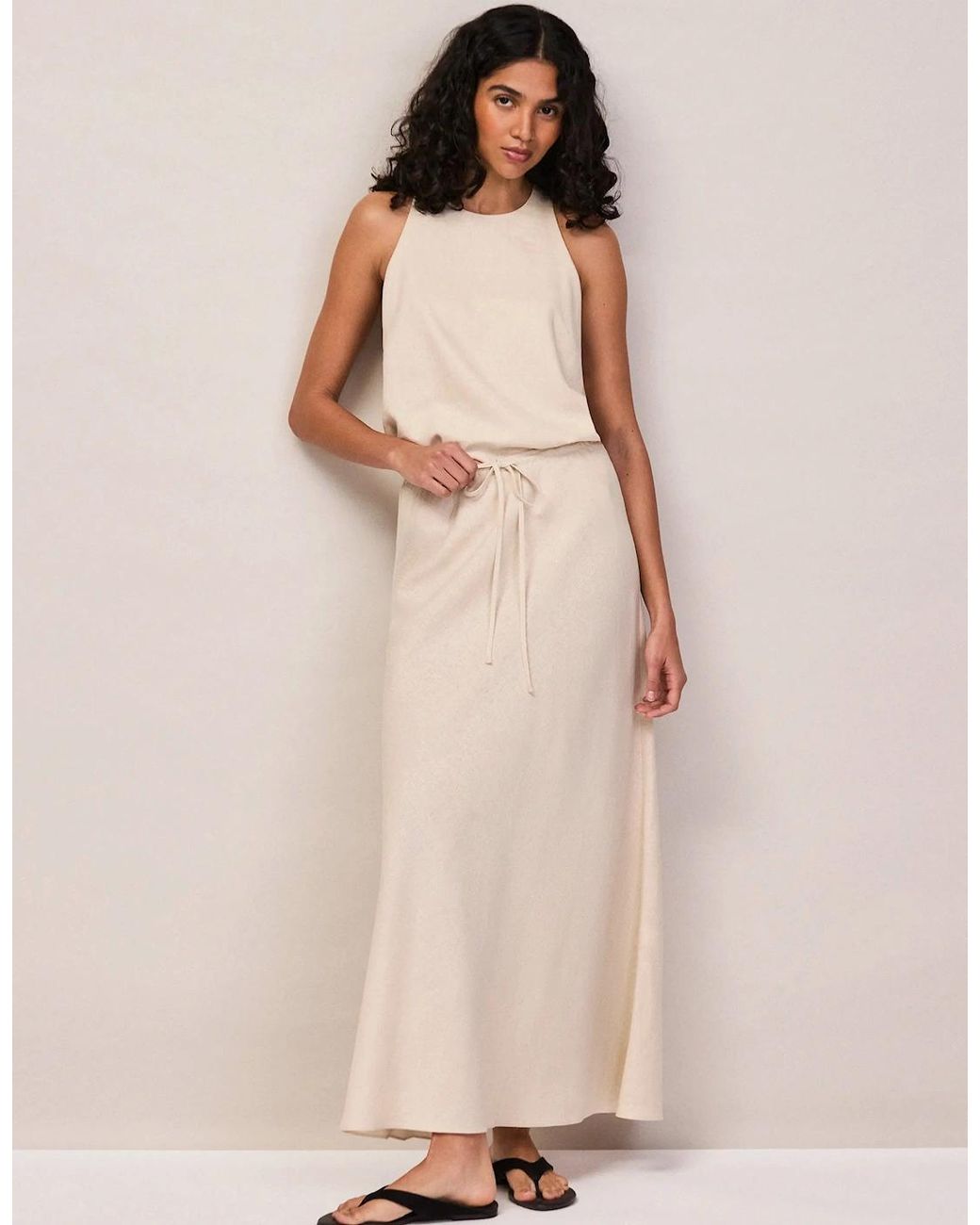 Ro&zo Natural Linen Blend Bias Skirt