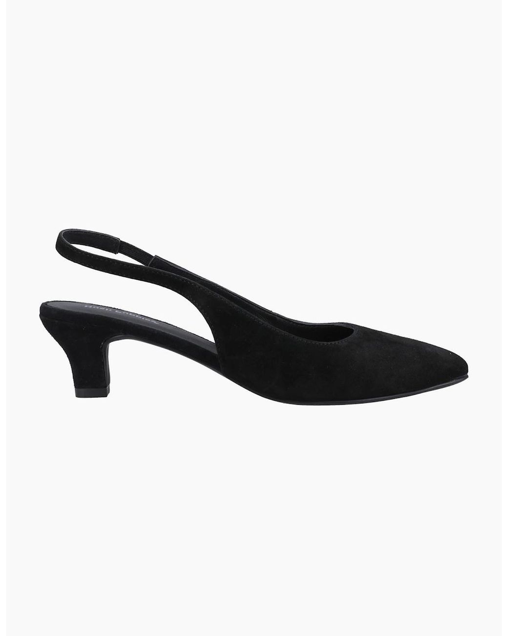 Hush Puppies Black Nahla Suede Heel Leather Round Slingback Shoes