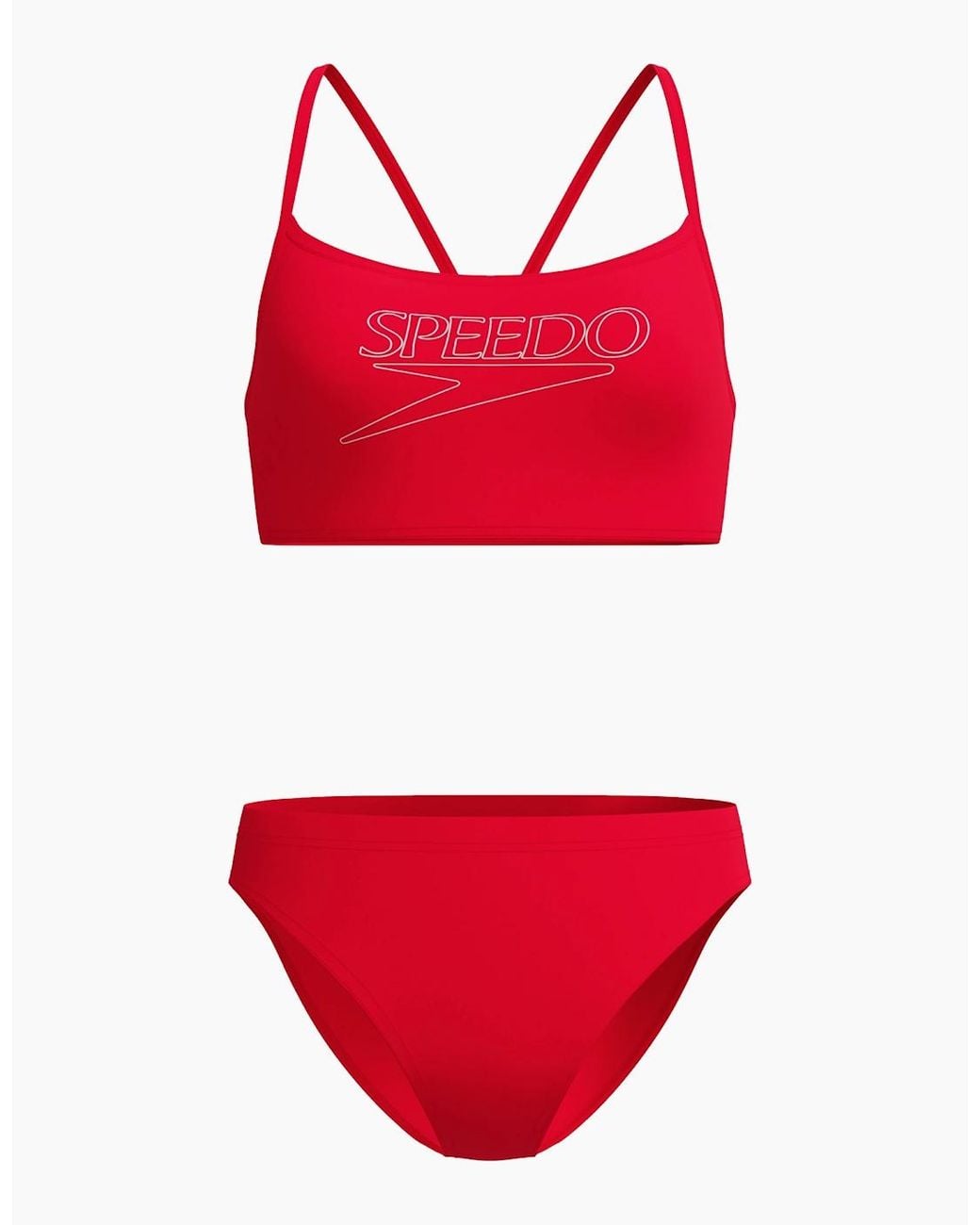 Speedo Red Ladies Logo Endurance+ Thin Strap Two-Piece Swimsuit