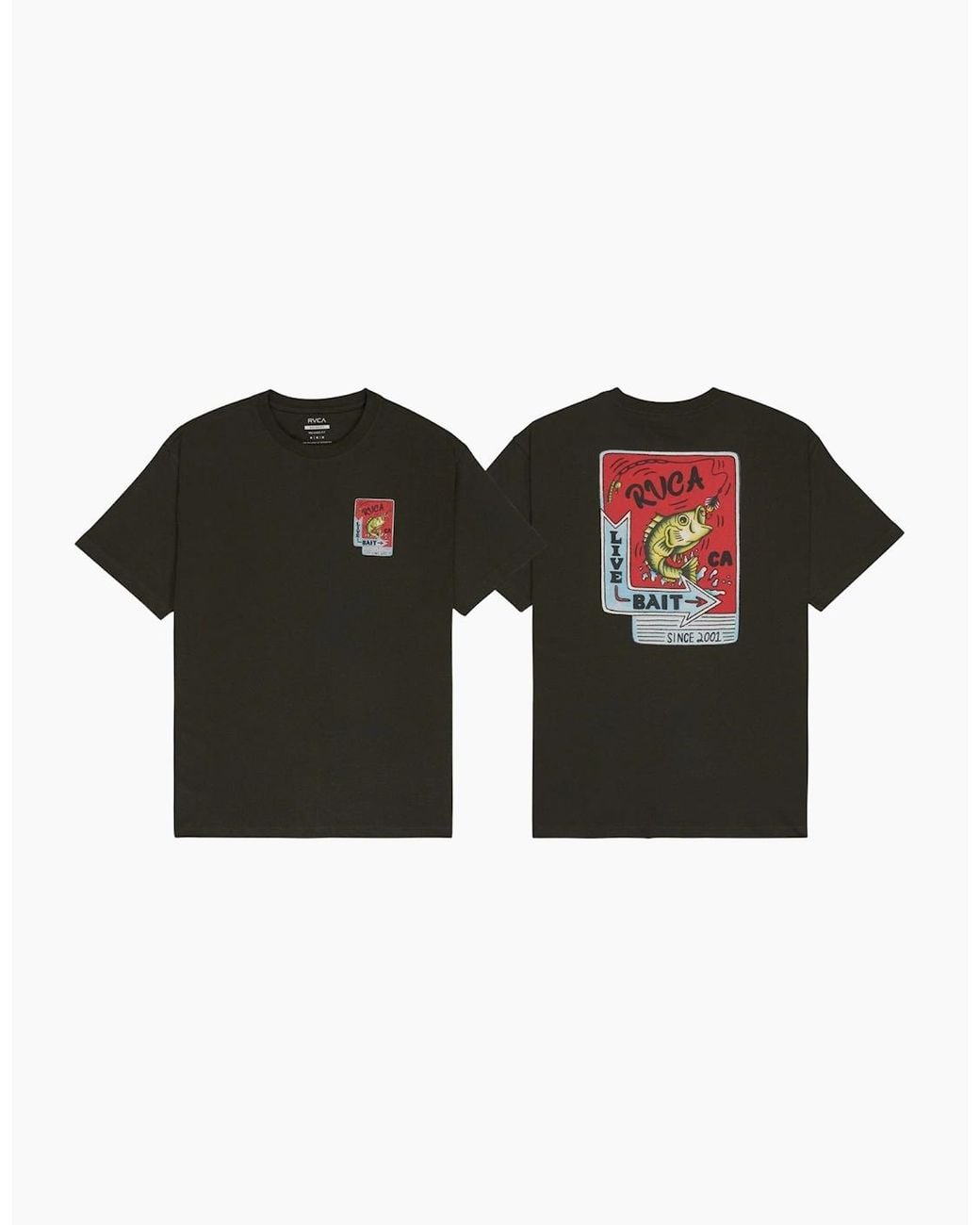 RVCA Black Live Bait Short Sleeve T-Shirt for men